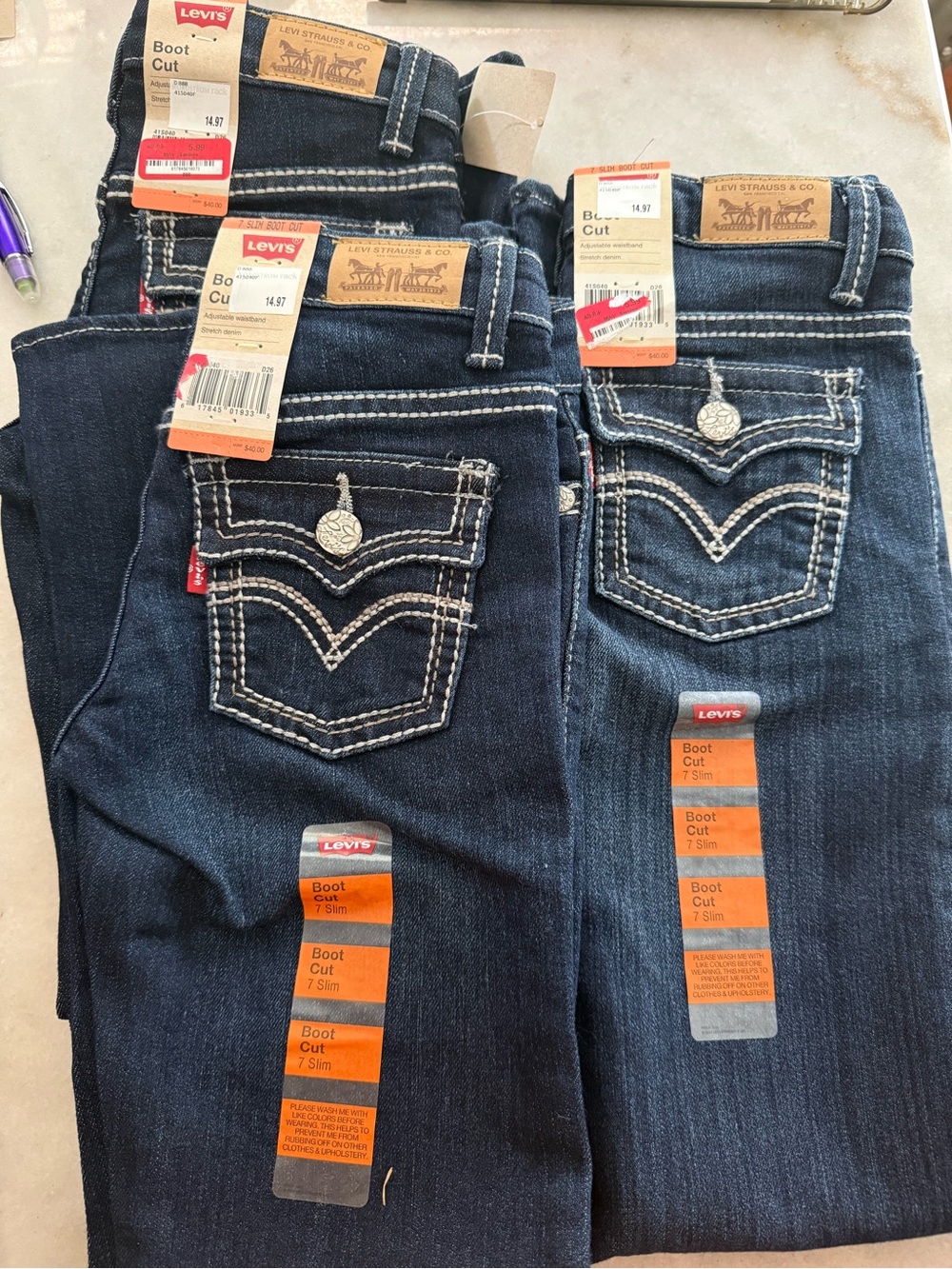 Levi's Girl’s Dark Indigo Bootcut Jeans with Contract